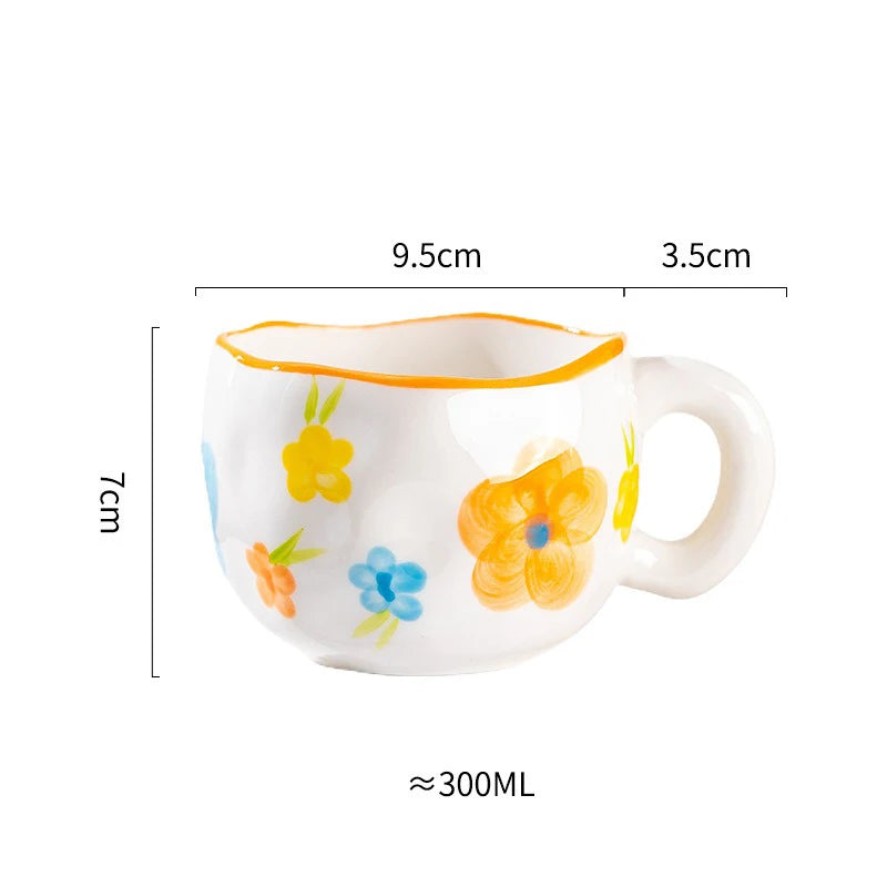 Cute Heart & Flower Ceramic Mug