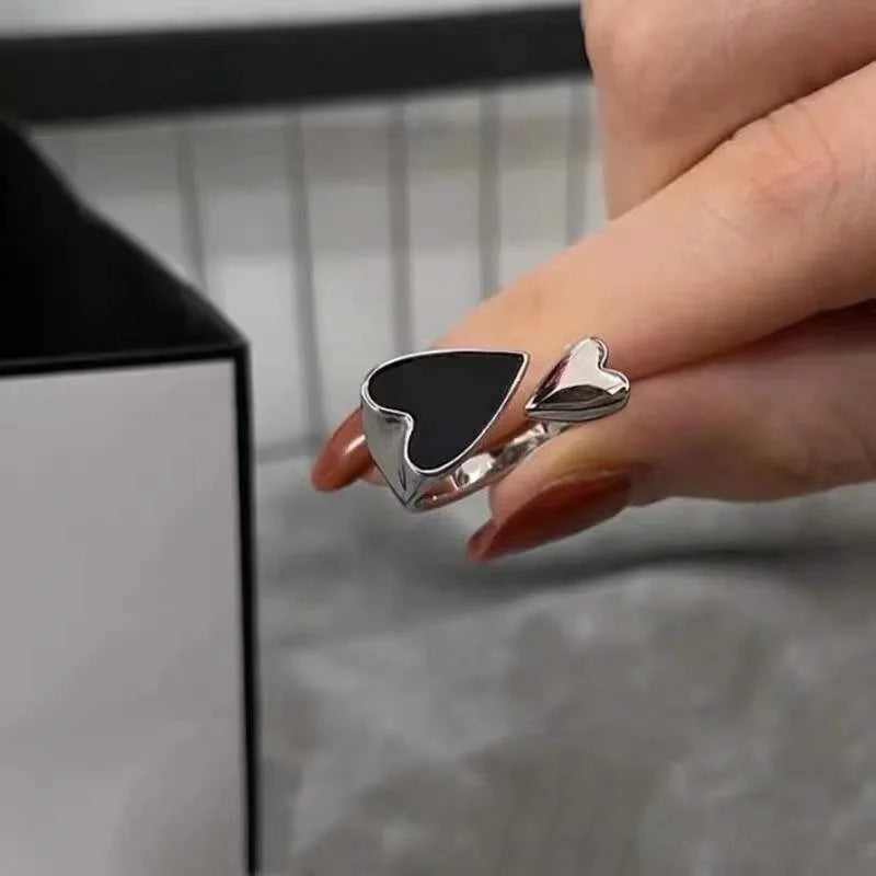 Black Heart Open Ring