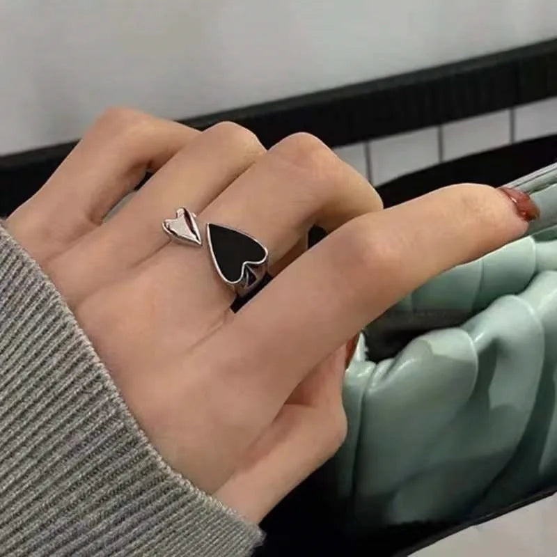 Black Heart Open Ring