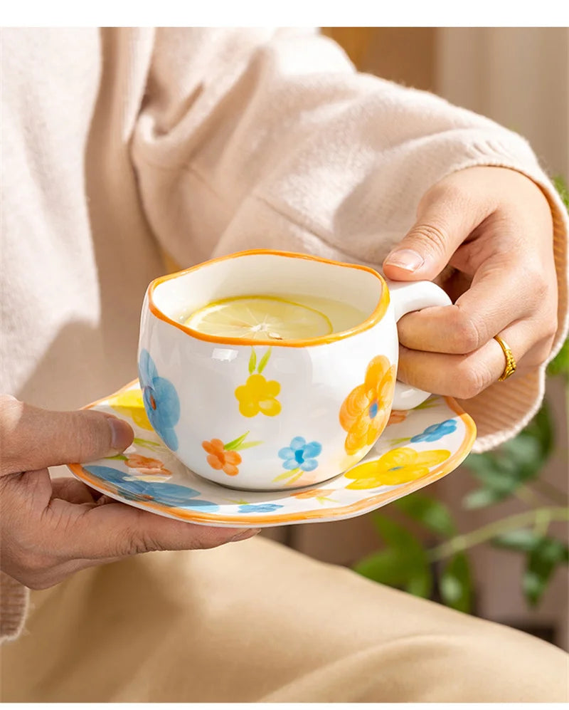 Cute Heart & Flower Ceramic Mug