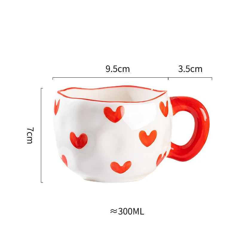 Cute Heart & Flower Ceramic Mug