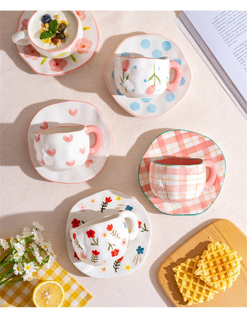 Cute Heart & Flower Ceramic Mug