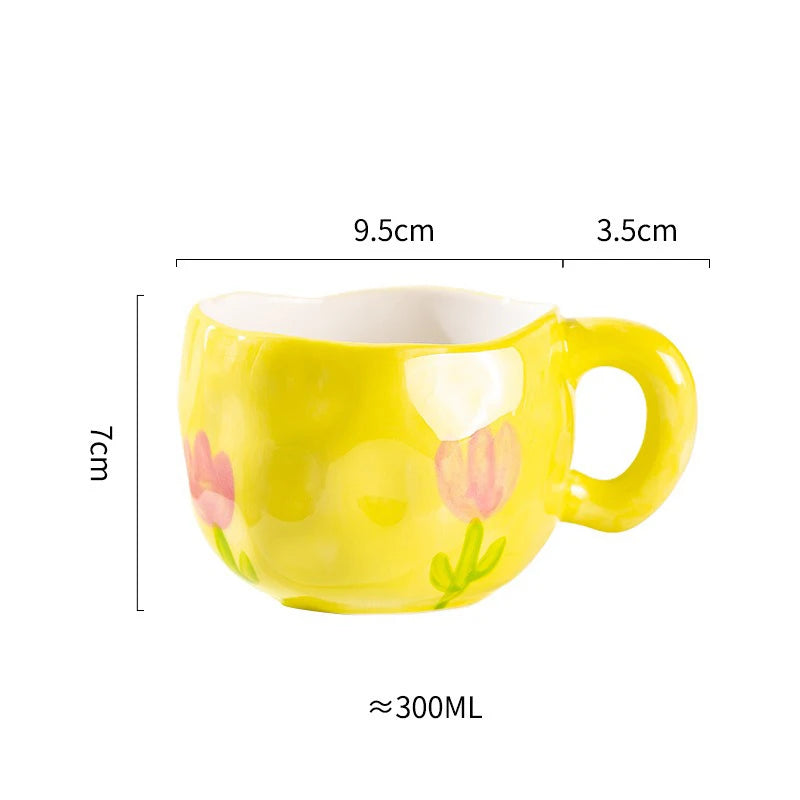 Cute Heart & Flower Ceramic Mug