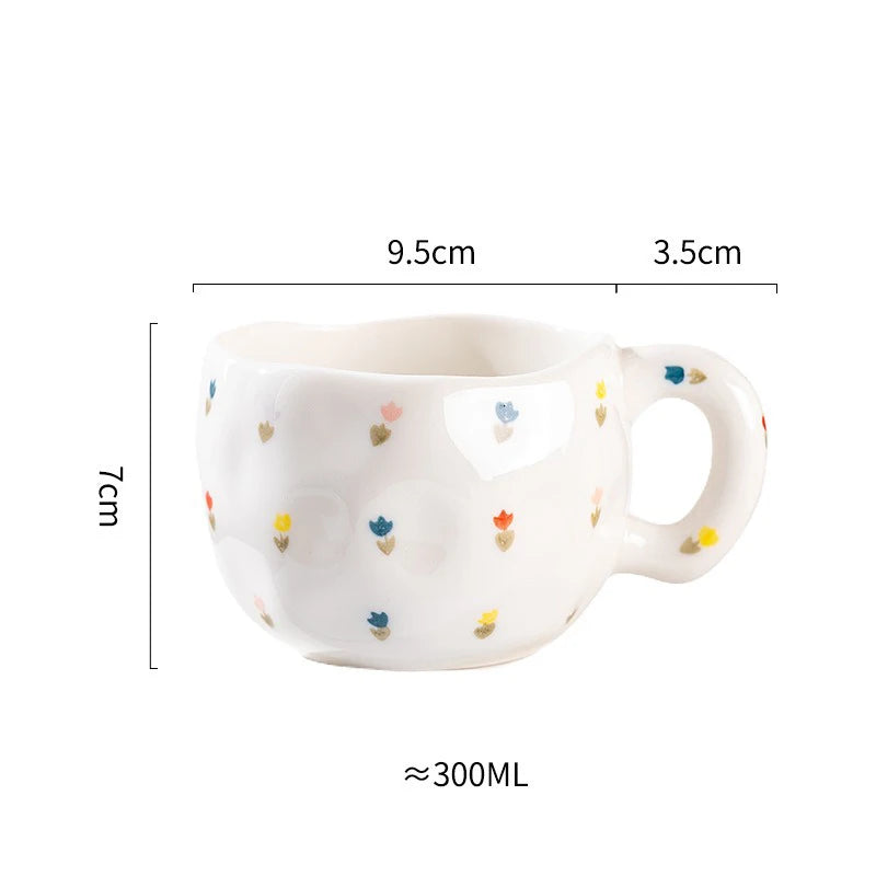 Cute Heart & Flower Ceramic Mug