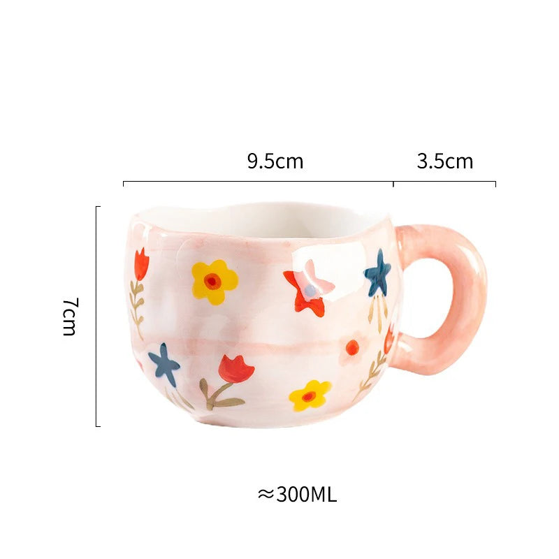 Cute Heart & Flower Ceramic Mug