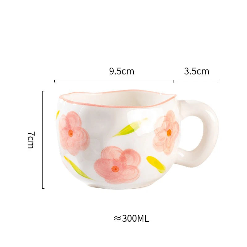 Cute Heart & Flower Ceramic Mug