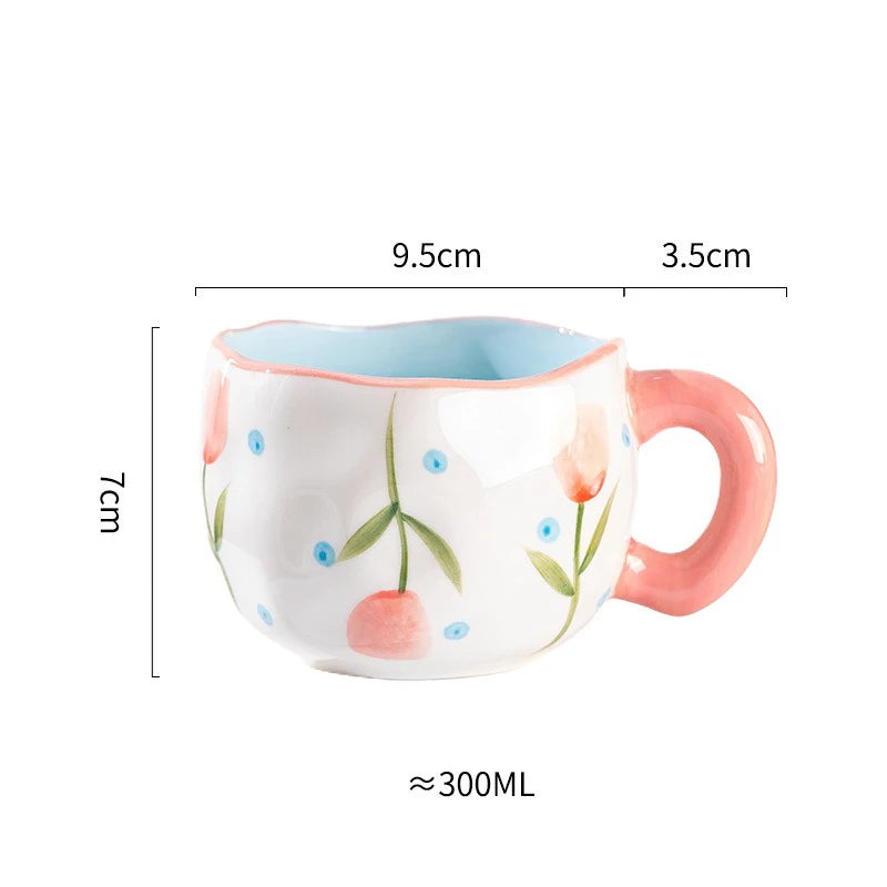 Cute Heart & Flower Ceramic Mug