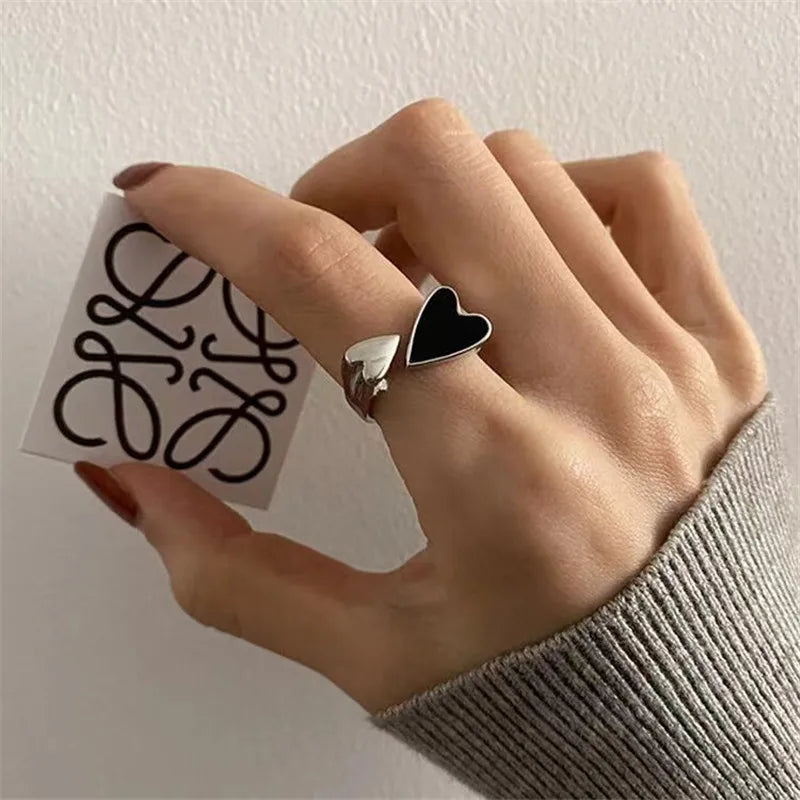 Black Heart Open Ring
