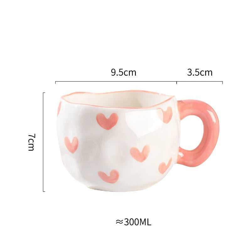 Cute Heart & Flower Ceramic Mug