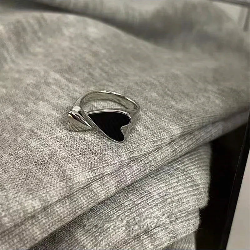 Black Heart Open Ring