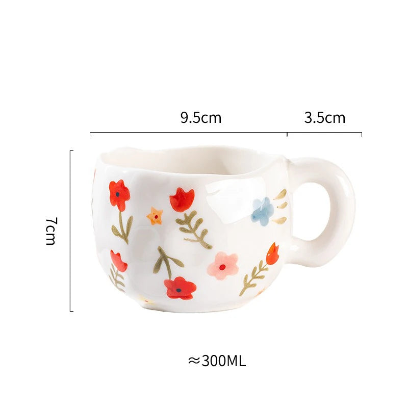 Cute Heart & Flower Ceramic Mug