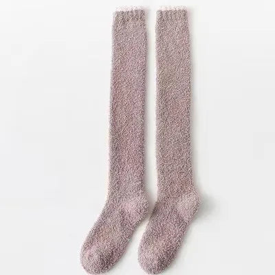Cozy Coral Fleece Thigh-High Socks
